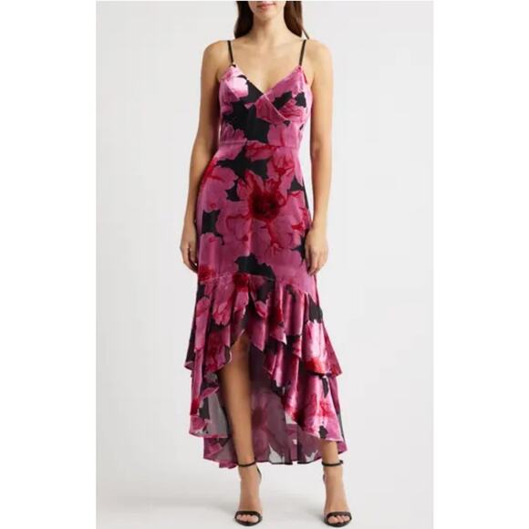 HUTCH Pink Floral Ruffle High Low Dress Size 6 NWT Cocktail Wedding Guest - Picture 6 of 8
